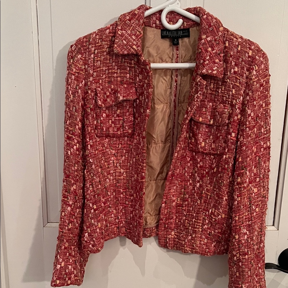 Lafayette 148 New York pink boucle  tweed blazer